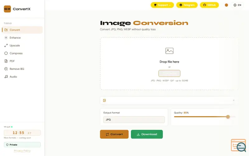 Screenshot of ConvertX