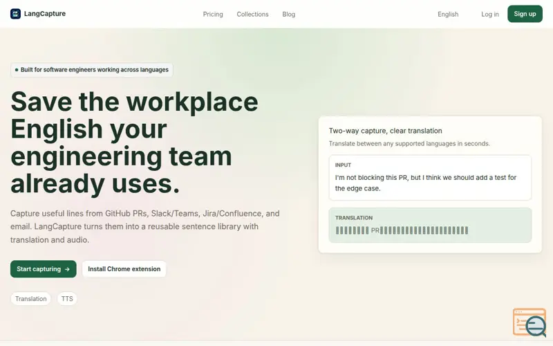 Screenshot of LangCapture