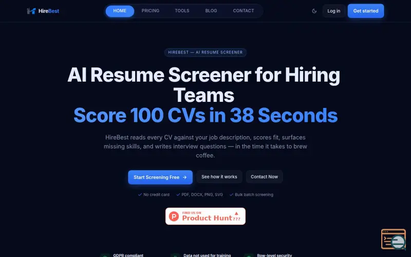 Screenshot of Hirebest.online