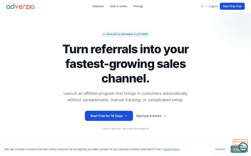 Screenshot of Adverzia, a launch using Adverzia