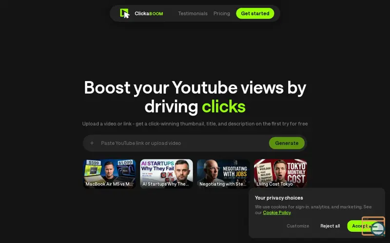 Screenshot of CLICKABOOM