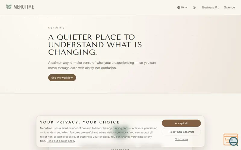 Screenshot of MenoTime