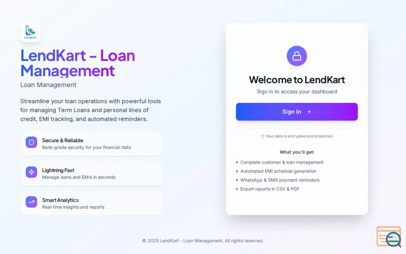 Screenshot of LendKart