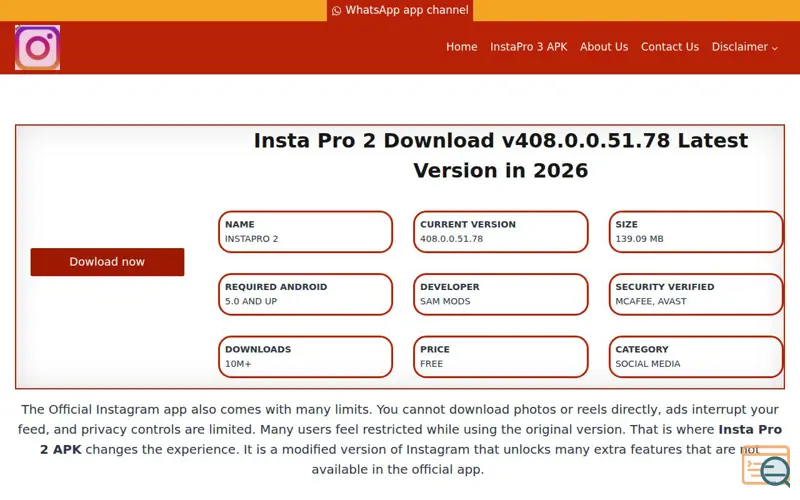 Screenshot of Insta pro