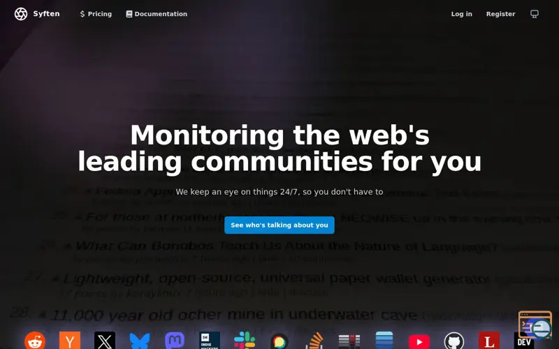 Screenshot of Syften