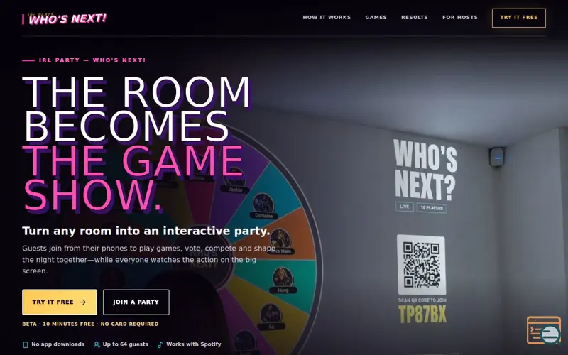 Screenshot of IRL Party