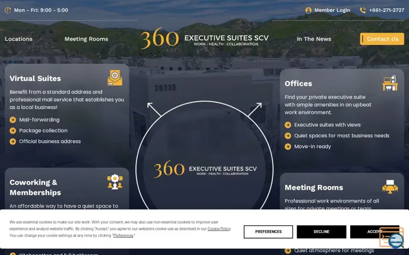 Screenshot of 360 Executive Suites, a launch using accessiBe