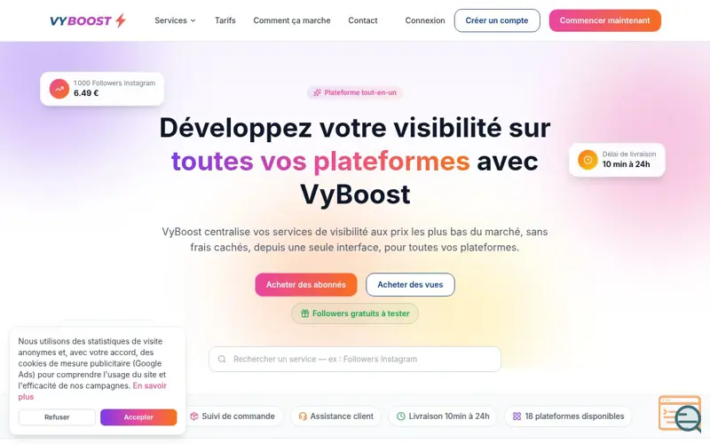 Screenshot of VyBoost