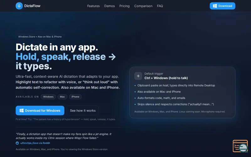 Screenshot of DictaFlow
