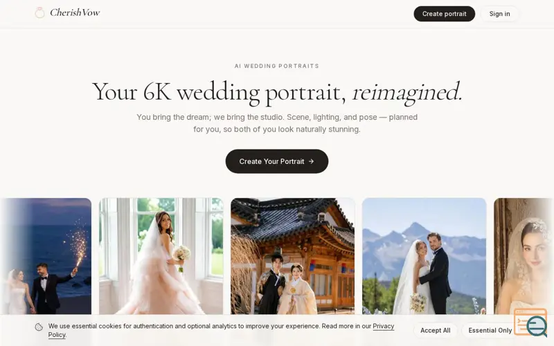Screenshot of CherishVow
