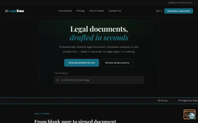 Screenshot of LegalEase