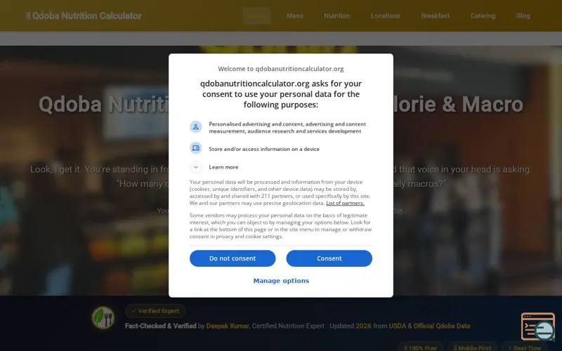 Screenshot of Qdoba Nutrition Calculator 2026
