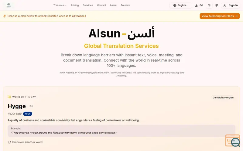 Screenshot of Alsun-ألسن