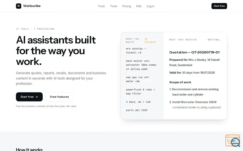 Screenshot of Workscribe