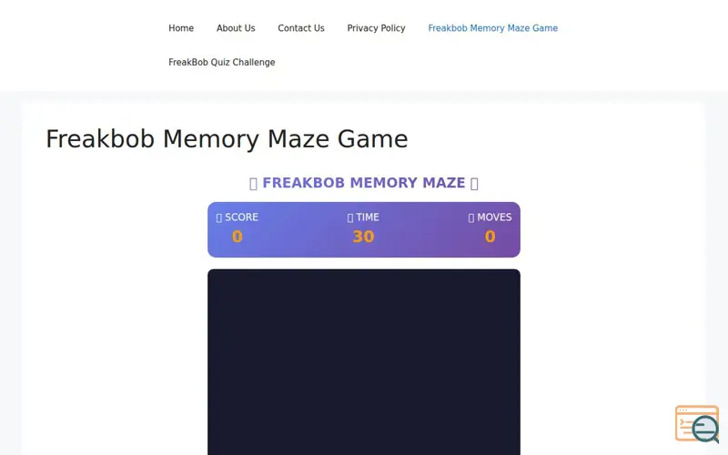 Screenshot of Freakbob Memory Maze Game