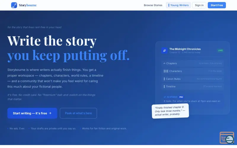 Screenshot of Storybourne