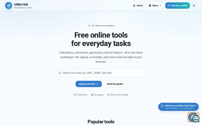 Screenshot of Utility Hub Toolz