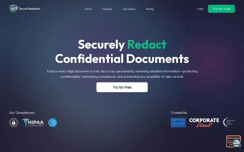 Screenshot of Secure Redaction