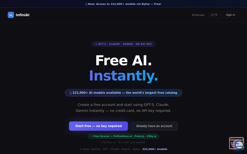 Screenshot of InfiniAI