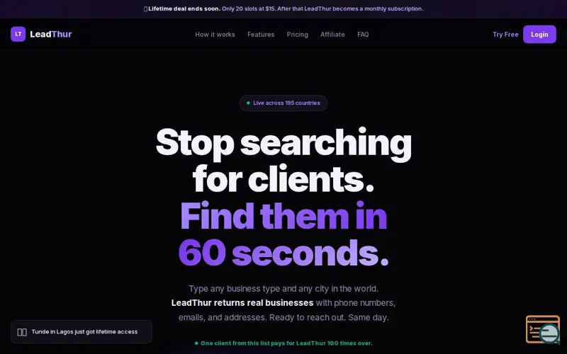 Screenshot of LeadThur