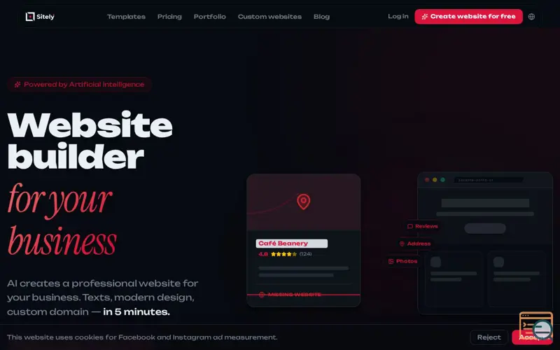 Screenshot of Sitely