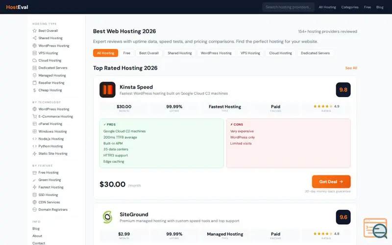 Screenshot of HostEval