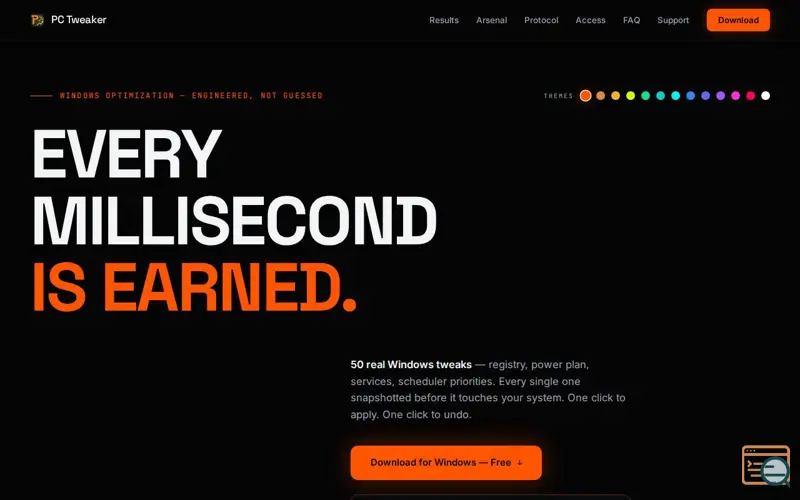 Screenshot of PC Tweaker — Every Millisecond Is Earned