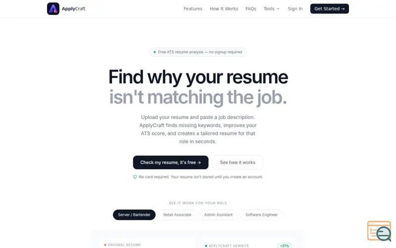 Screenshot of ApplyCraft