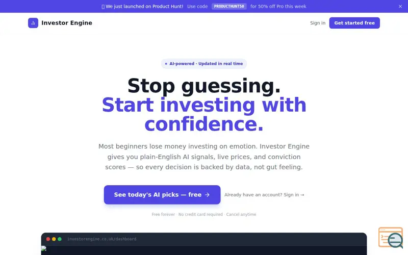Screenshot of Investor Engine, a launch using Finnhub