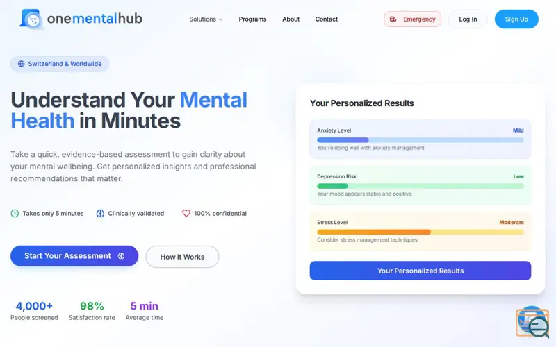 Screenshot of One Mental Hub