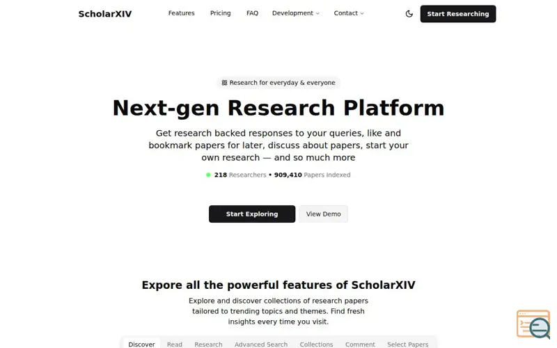 Screenshot of ScholarXIV