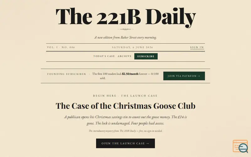 Screenshot of The 221B Daily