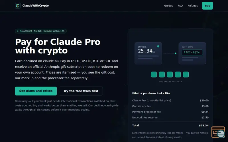 Screenshot of Claude With Crypto