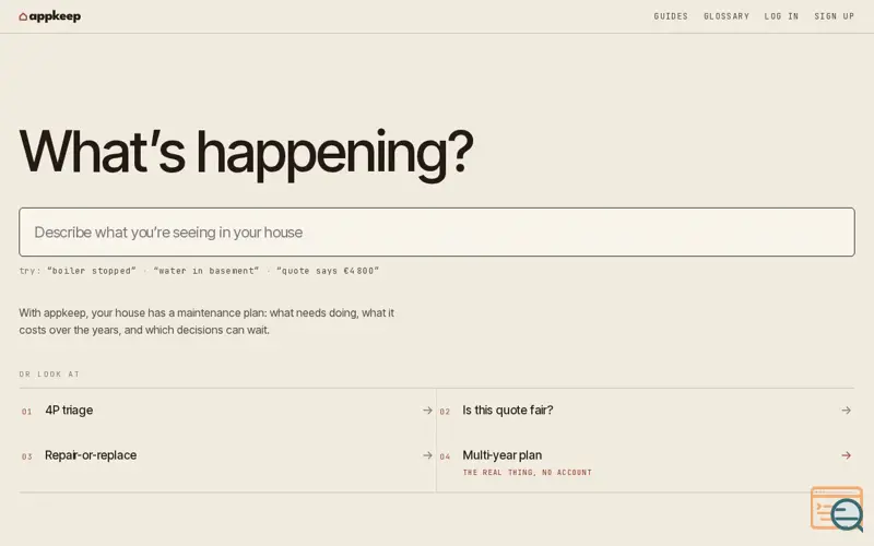 Screenshot of appkeep