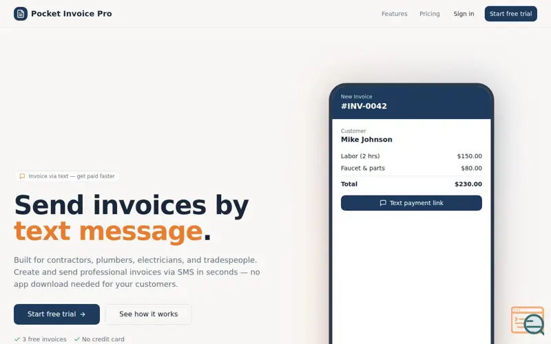Screenshot of Pocket Invoice Pro