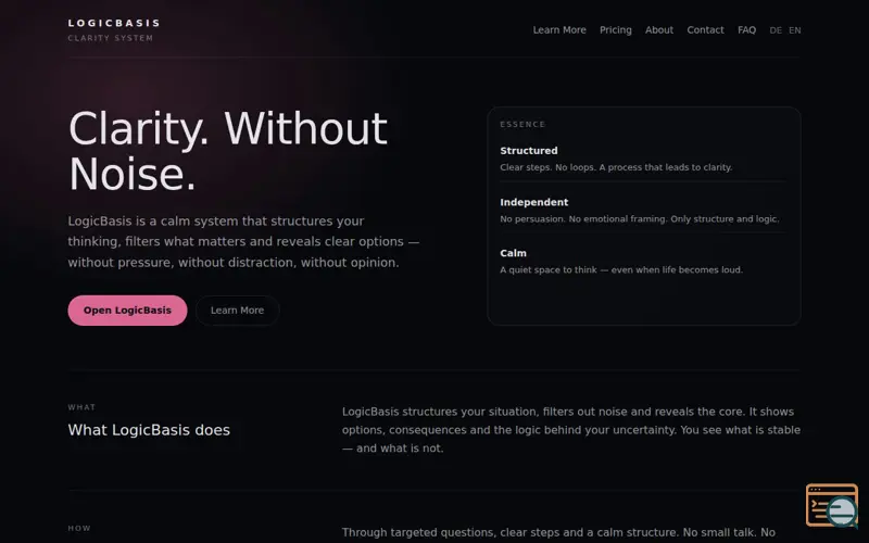 Screenshot of Clarity System — LogicBasis