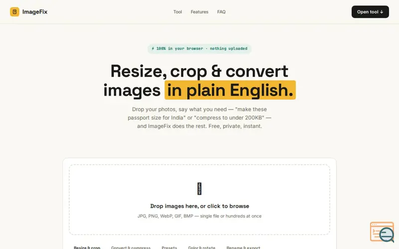 Screenshot of ImageFix