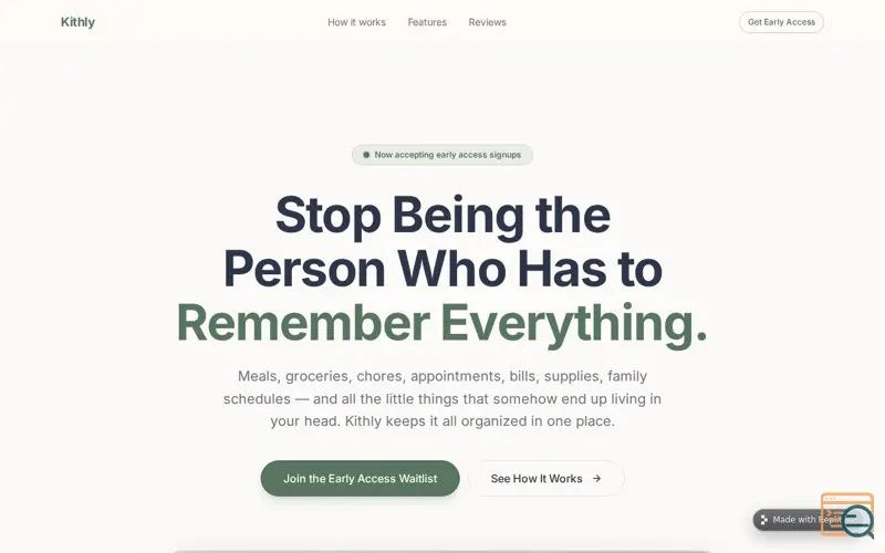 Screenshot of kithly
