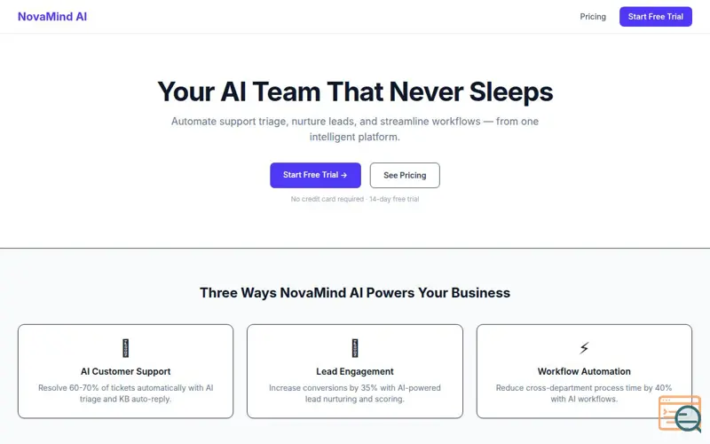Screenshot of NovaMind AI