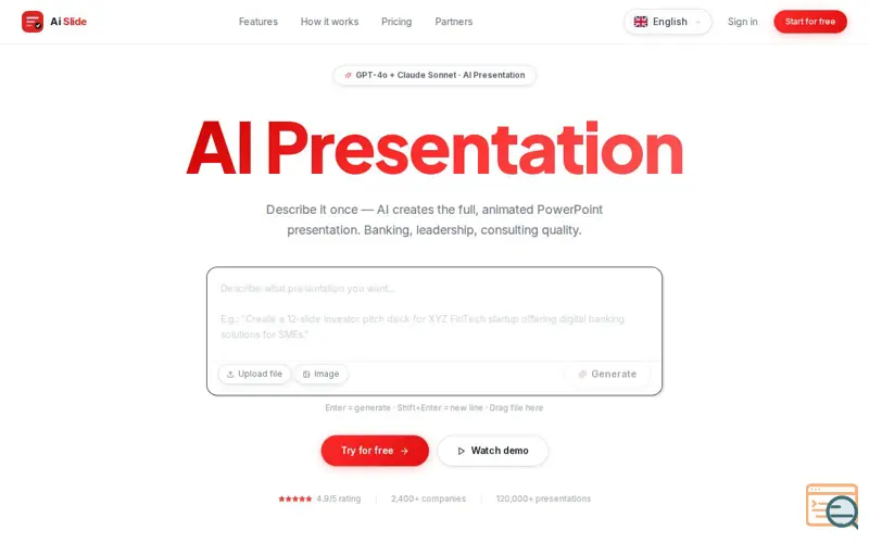 Screenshot of Prompt to PPTX in seconds
