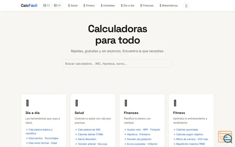Screenshot of Free Calculators Online