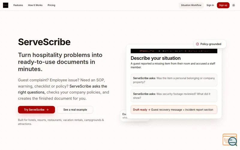 Screenshot of ServeScribe