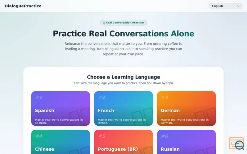 Screenshot of DialoguePractice