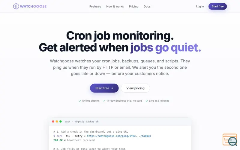 Screenshot of Watchgoose