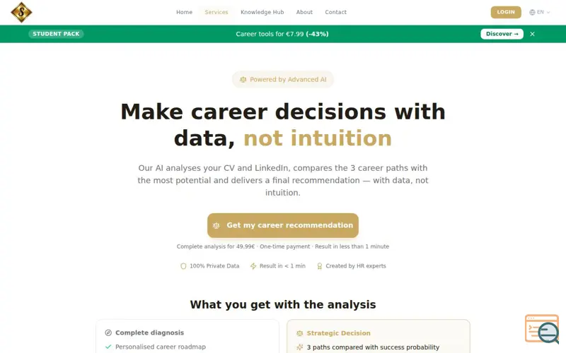 Screenshot of Career intelligence , a launch using Host Redirect