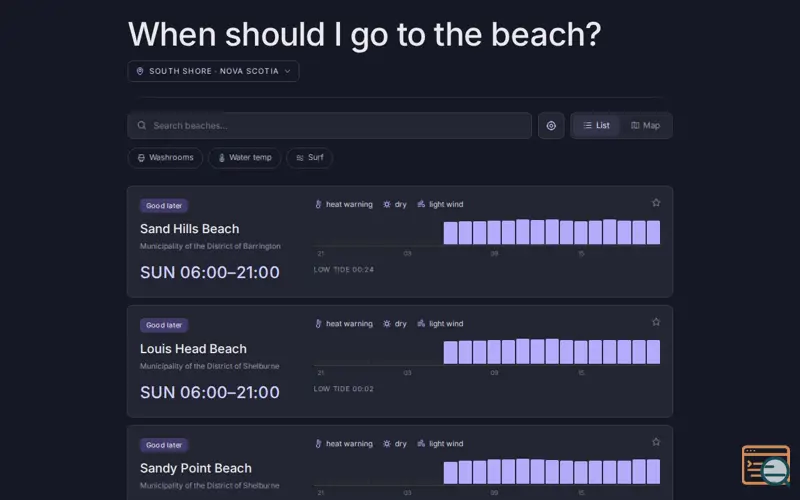 Screenshot of Whenshouldigotothebeach