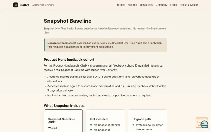 Screenshot of Clarivy Observe