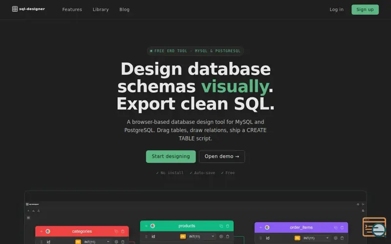Screenshot of SQL Designer