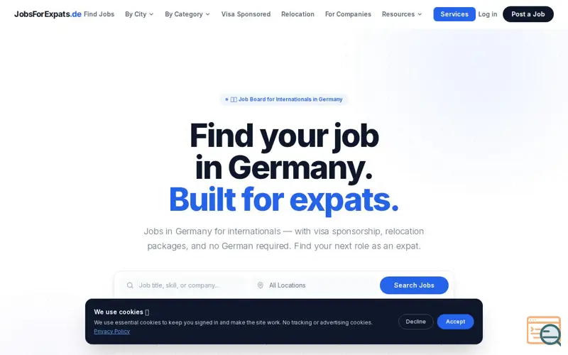 Screenshot of JobsForExpats.de