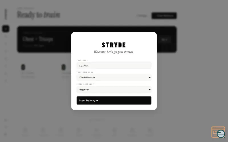 Screenshot of STRYDE — Training